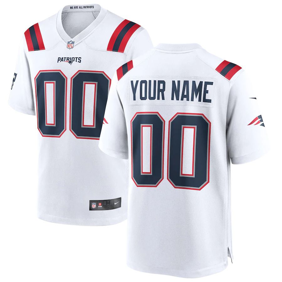 Men New England Patriots Nike White Custom Game NFL Jersey